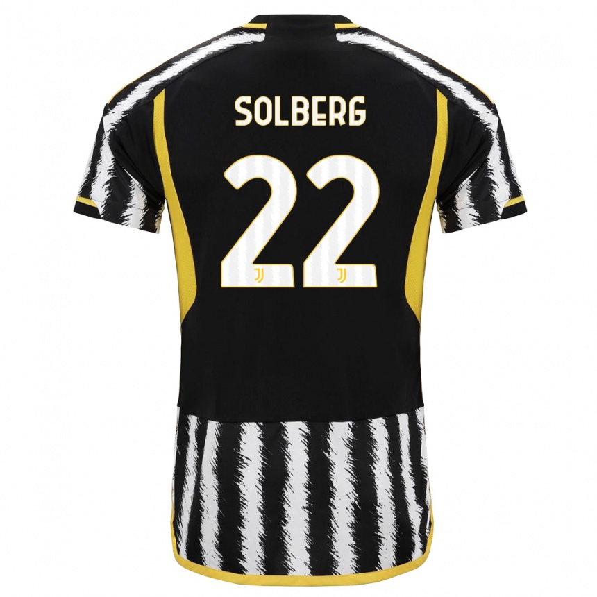 Kids  Elias Solberg #22 Black White Home Jersey 2023/24 T-Shirt