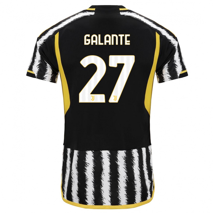 Kids  Tommaso Galante #27 Black White Home Jersey 2023/24 T-Shirt