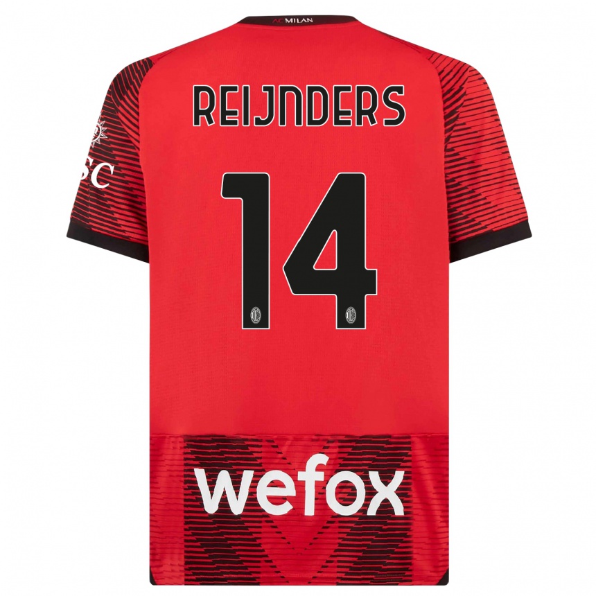 Kids  Tijjani Reijnders #14 Red  Black Home Jersey 2023/24 T-Shirt