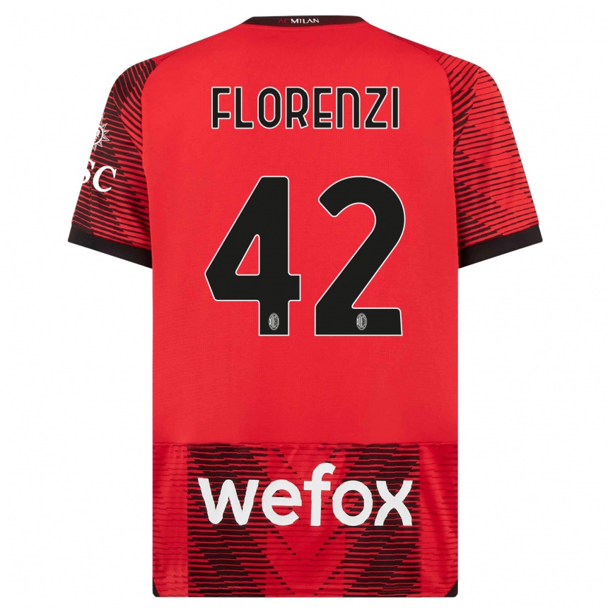 Kids  Alessandro Florenzi #42 Red  Black Home Jersey 2023/24 T-Shirt