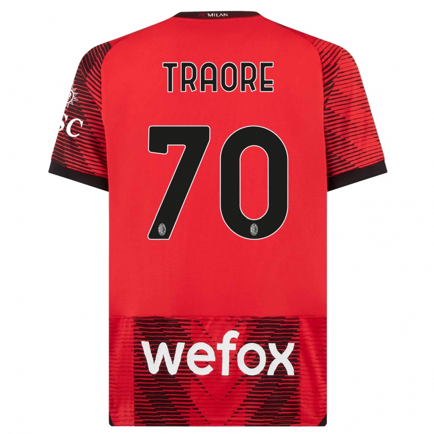 Kids  Chaka Traore #70 Red  Black Home Jersey 2023/24 T-Shirt