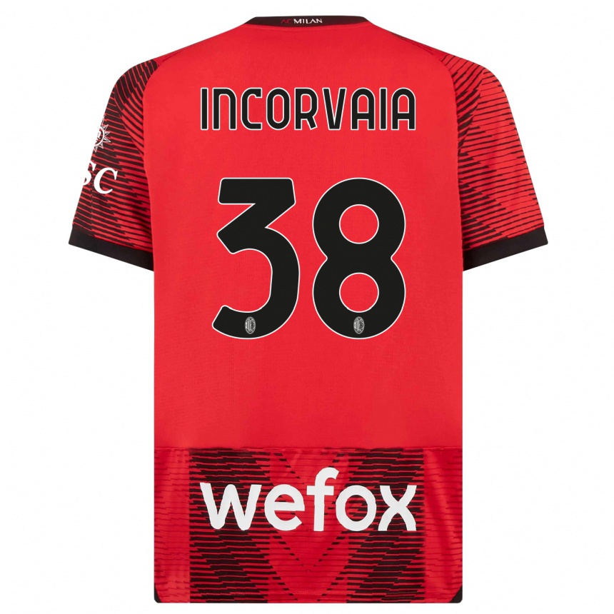 Kids  Giovanni Incorvaia #38 Red  Black Home Jersey 2023/24 T-Shirt