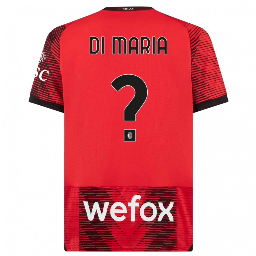 Kids  Alessandro Di Maria #0 Red  Black Home Jersey 2023/24 T-Shirt