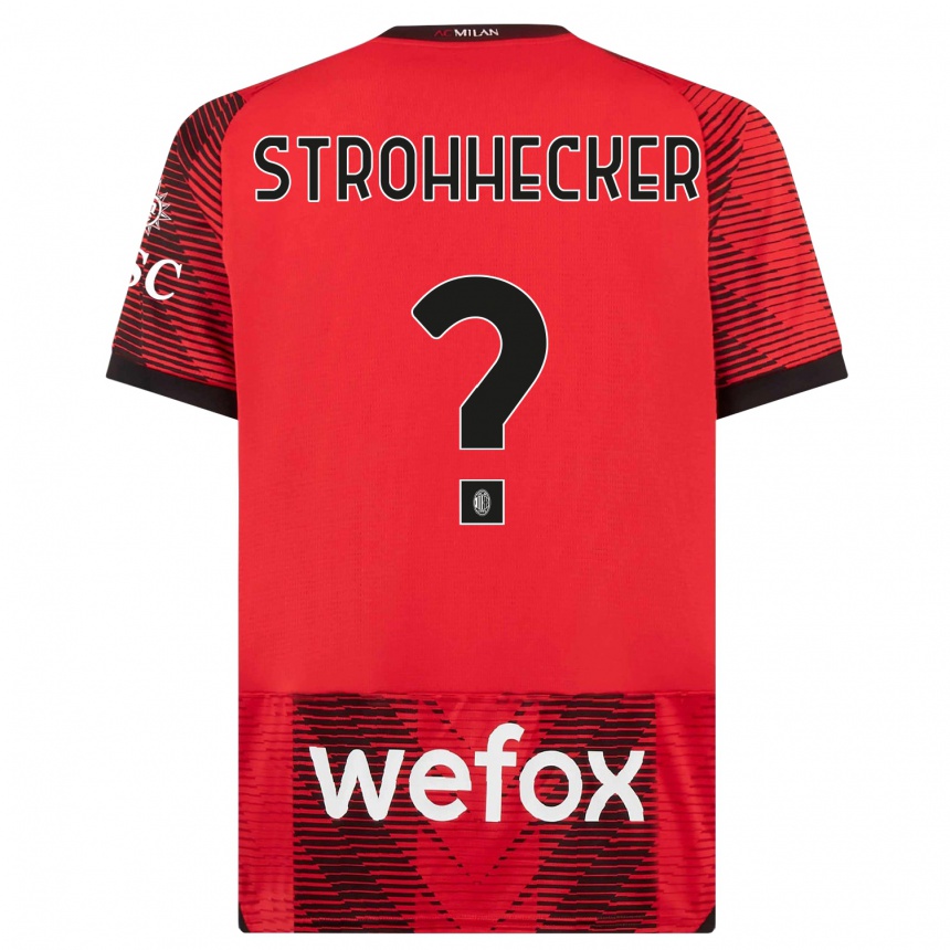 Kids  Riccardo Strohhecker #0 Red  Black Home Jersey 2023/24 T-Shirt