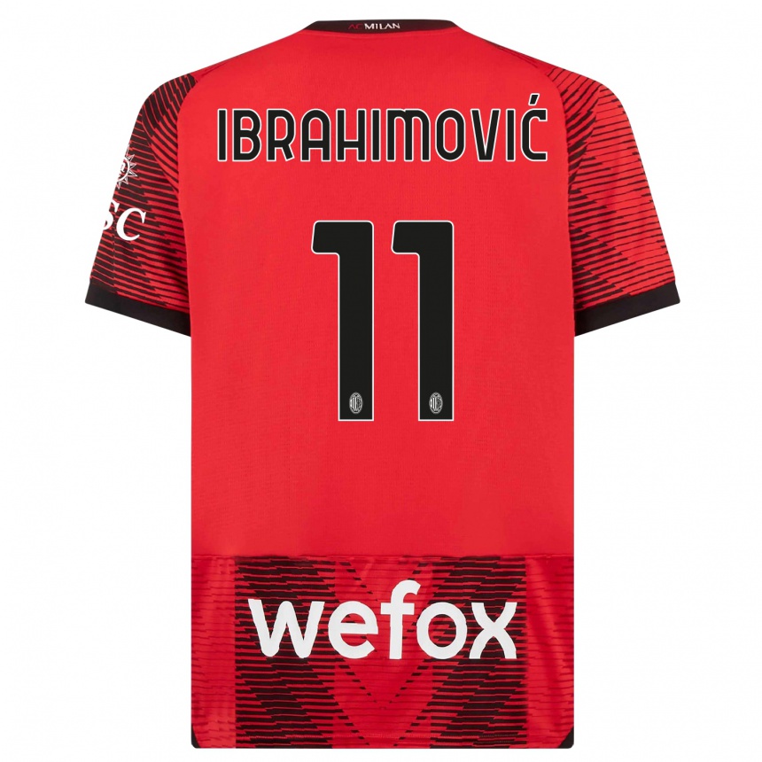 Kids  Zlatan Ibrahimovic #11 Red  Black Home Jersey 2023/24 T-Shirt