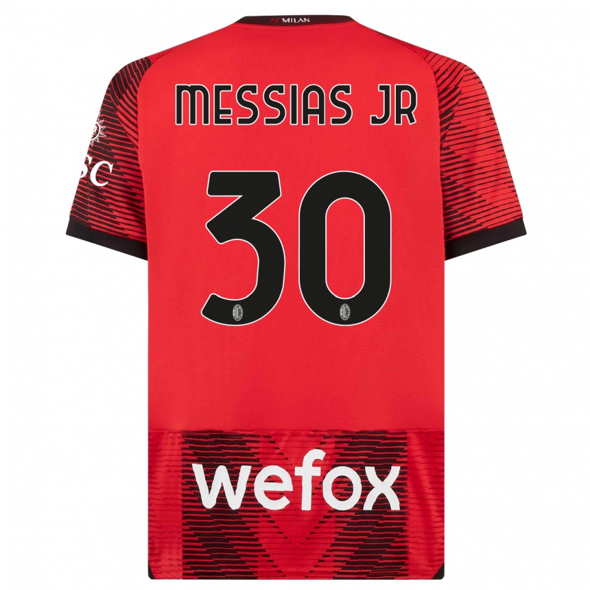 Kids  Junior Messias #30 Red  Black Home Jersey 2023/24 T-Shirt
