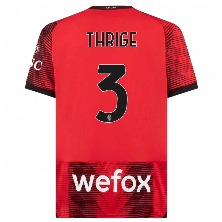 Kids  Sara Thrige #3 Red  Black Home Jersey 2023/24 T-Shirt