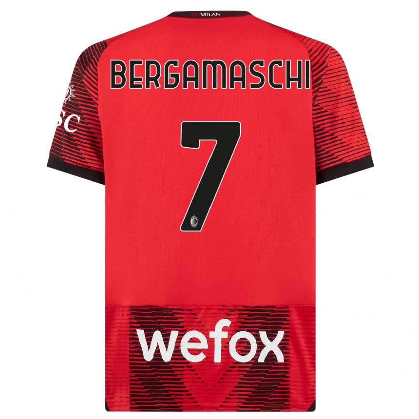 Kids  Valentina Bergamaschi #7 Red  Black Home Jersey 2023/24 T-Shirt