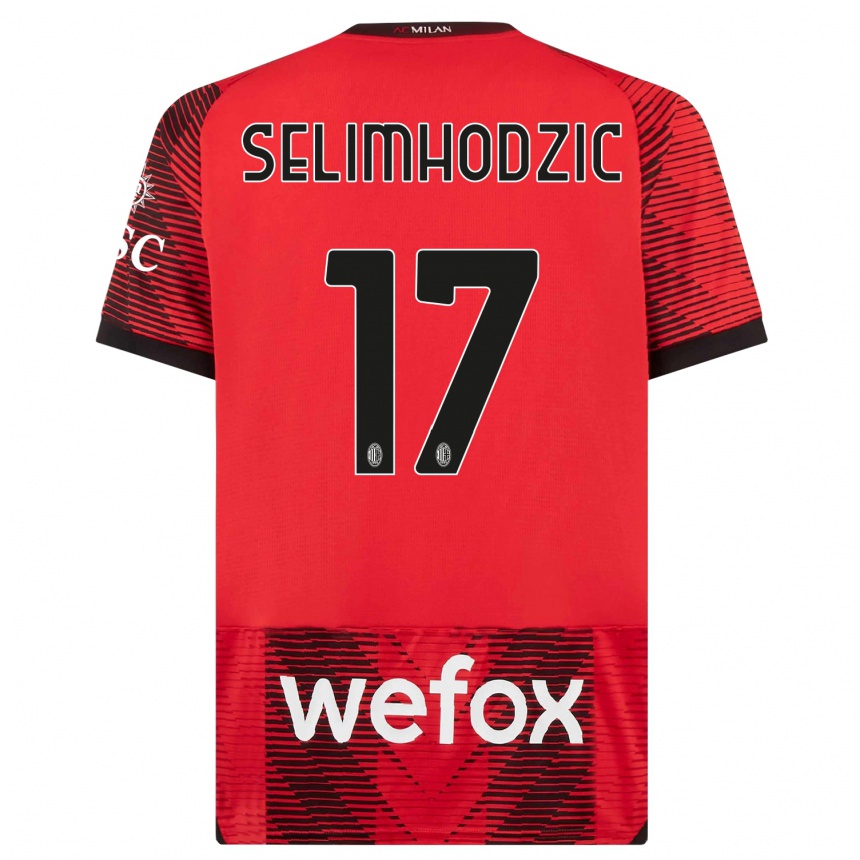 Kids  Noa Selimhodzic #17 Red  Black Home Jersey 2023/24 T-Shirt