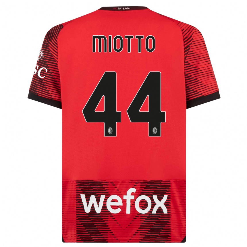 Kids  Giorgia Miotto #44 Red  Black Home Jersey 2023/24 T-Shirt