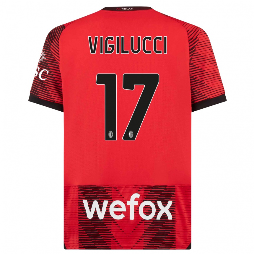 Kids  Valery Vigilucci #17 Red  Black Home Jersey 2023/24 T-Shirt