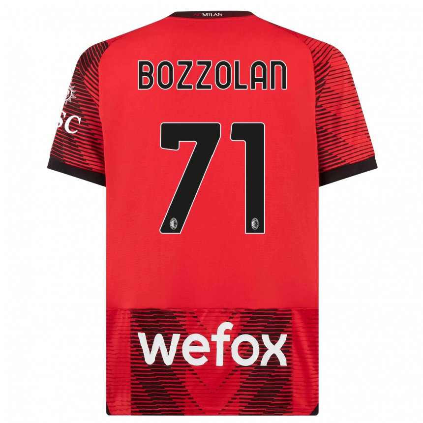 Kids  Andrea Bozzolan #71 Red  Black Home Jersey 2023/24 T-Shirt