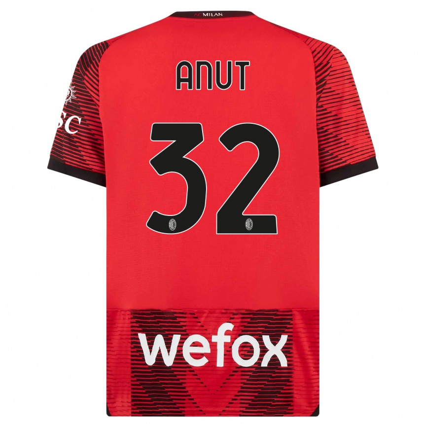 Kids  Niccolo Anut #32 Red  Black Home Jersey 2023/24 T-Shirt