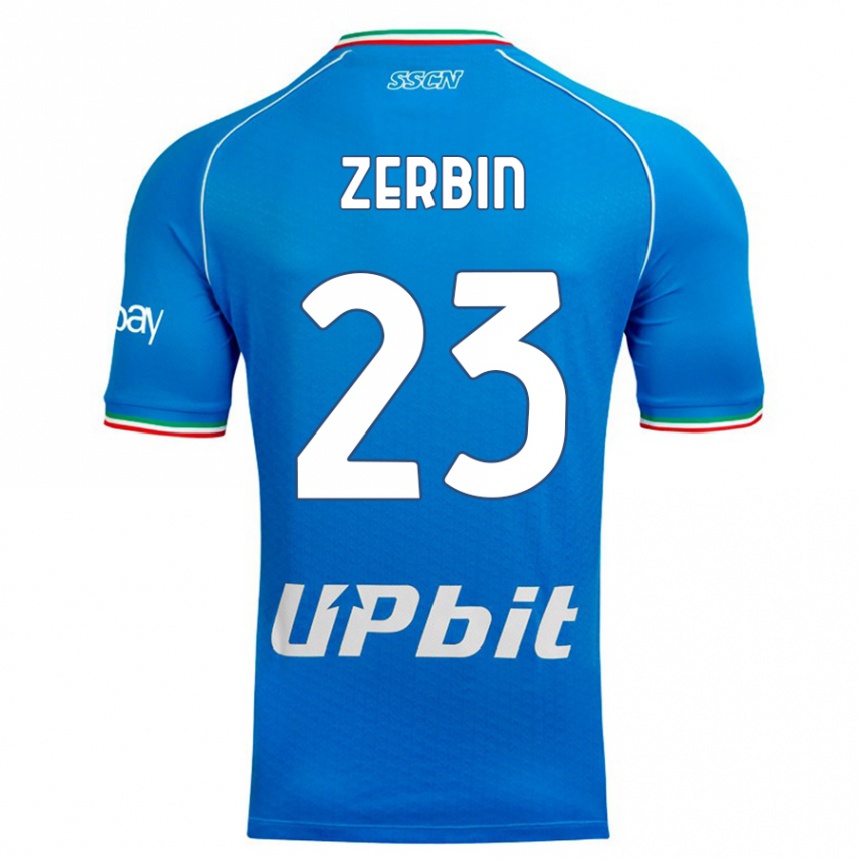 Kids  Alessio Zerbin #23 Sky Blue Home Jersey 2023/24 T-Shirt