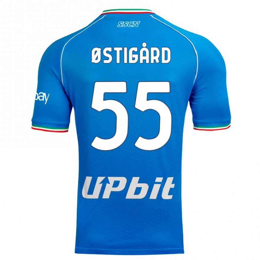 Kids  Leo Ostigard #55 Sky Blue Home Jersey 2023/24 T-Shirt