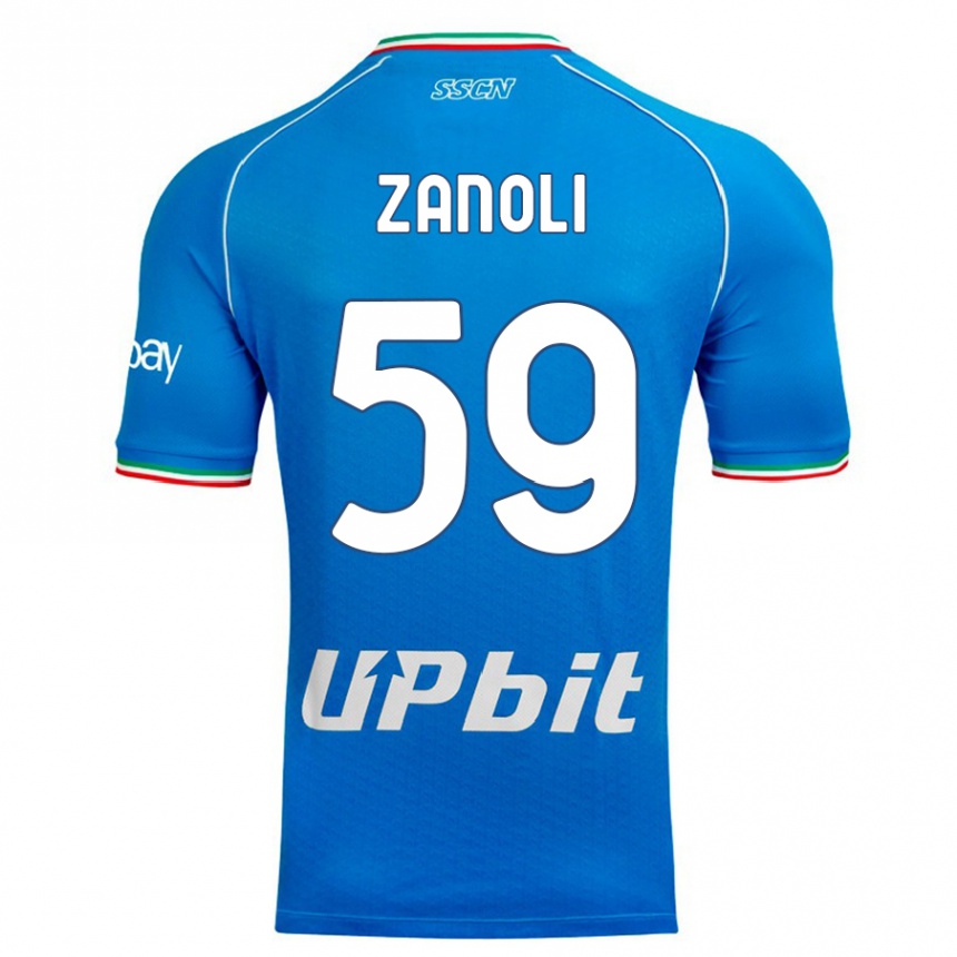 Kids  Alessandro Zanoli #59 Sky Blue Home Jersey 2023/24 T-Shirt