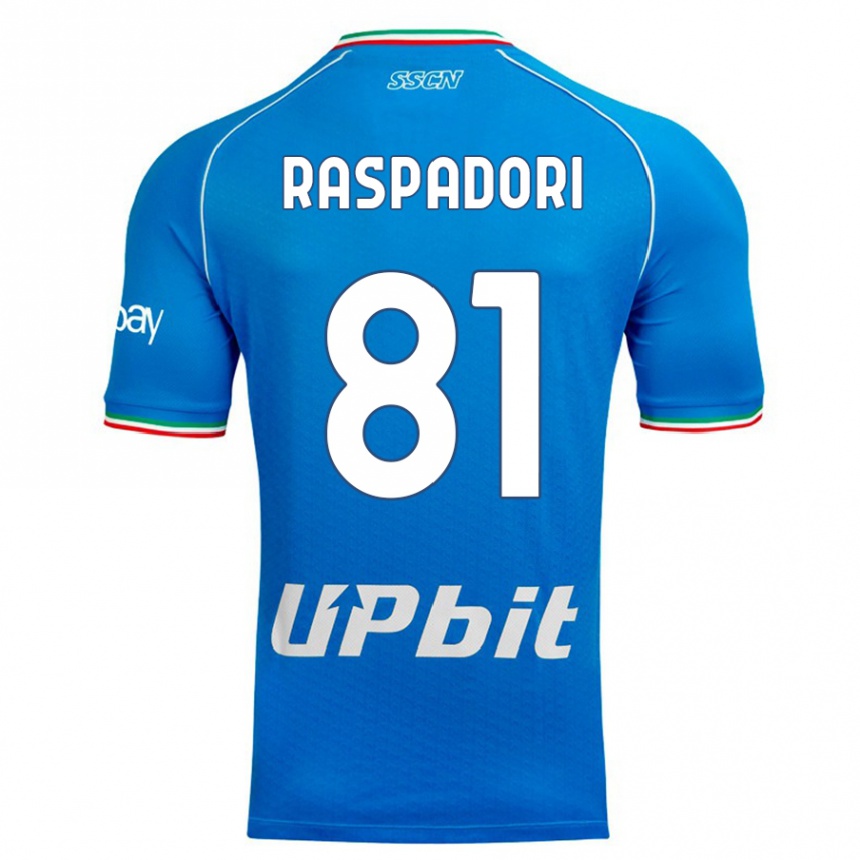 Kids  Giacomo Raspadori #81 Sky Blue Home Jersey 2023/24 T-Shirt