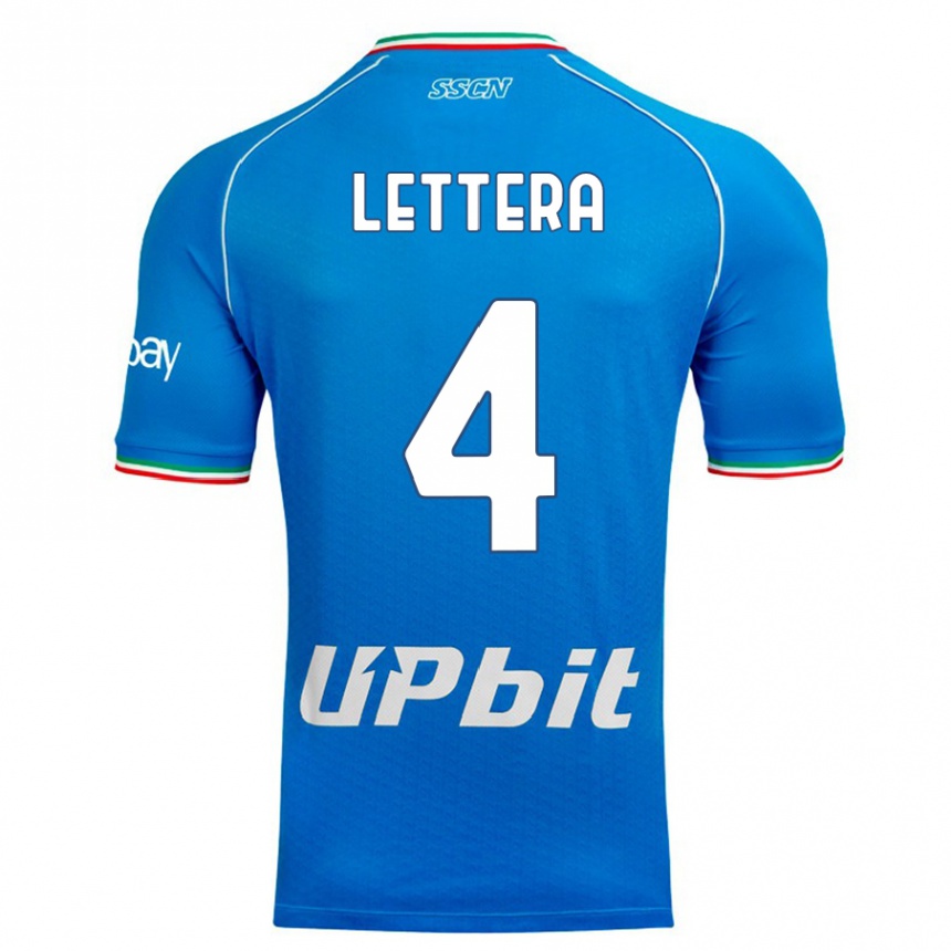 Kids  Alessio Lettera #4 Sky Blue Home Jersey 2023/24 T-Shirt