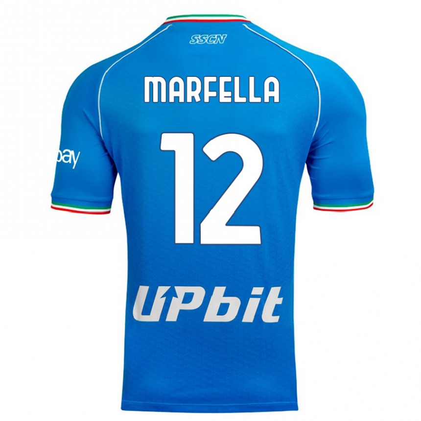 Kids  Davide Marfella #12 Sky Blue Home Jersey 2023/24 T-Shirt