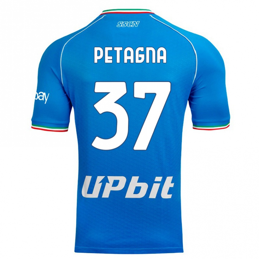 Kids  Andrea Petagna #37 Sky Blue Home Jersey 2023/24 T-Shirt