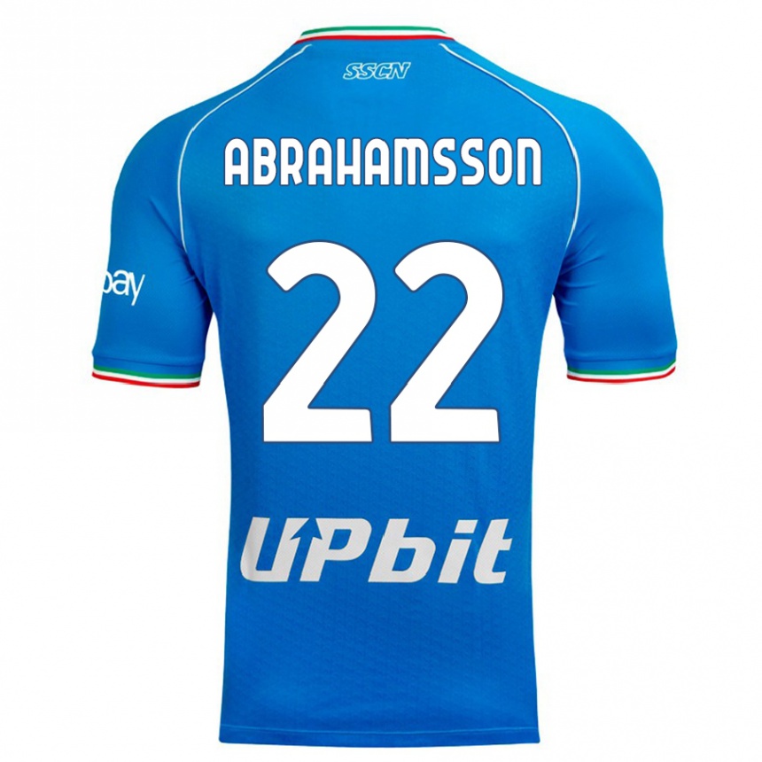 Kids  Sejde Abrahamsson #22 Sky Blue Home Jersey 2023/24 T-Shirt