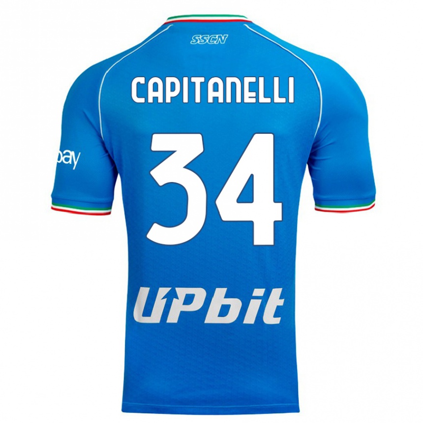 Kids  Ilaria Capitanelli #34 Sky Blue Home Jersey 2023/24 T-Shirt