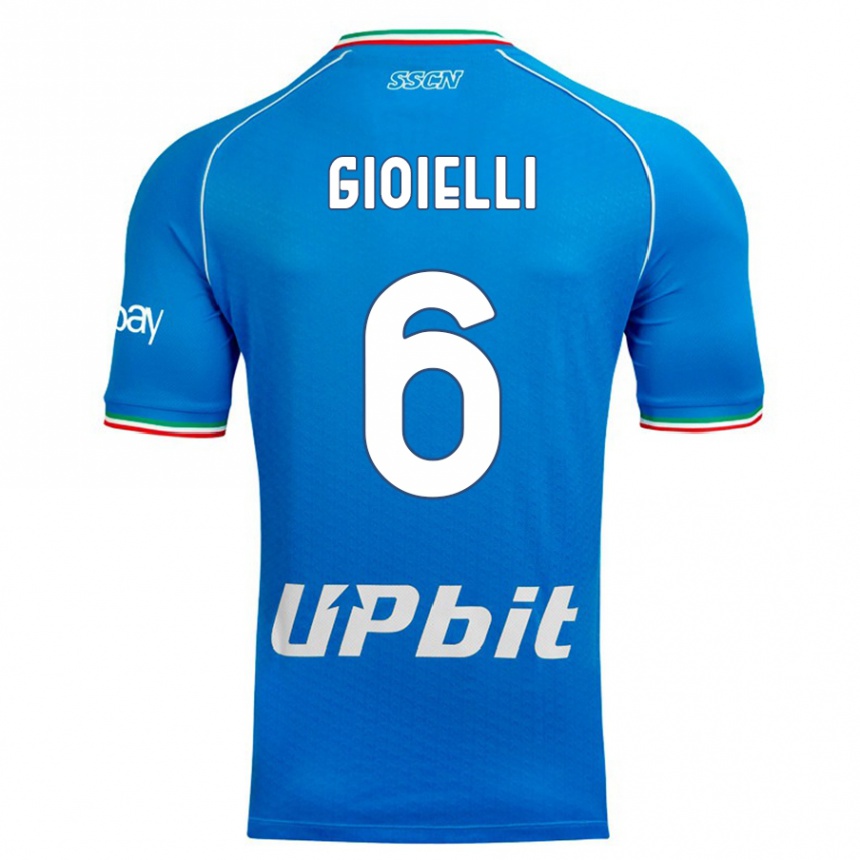 Kids  Francesco Pio Gioielli #6 Sky Blue Home Jersey 2023/24 T-Shirt