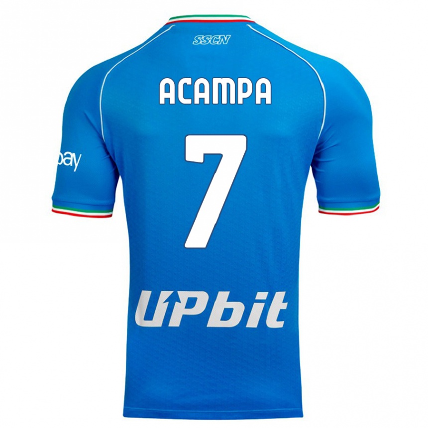 Kids  Davide Acampa #7 Sky Blue Home Jersey 2023/24 T-Shirt