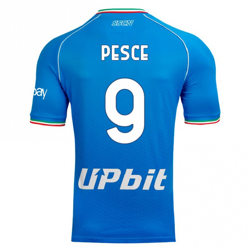 Kids  Antonio Pesce #9 Sky Blue Home Jersey 2023/24 T-Shirt