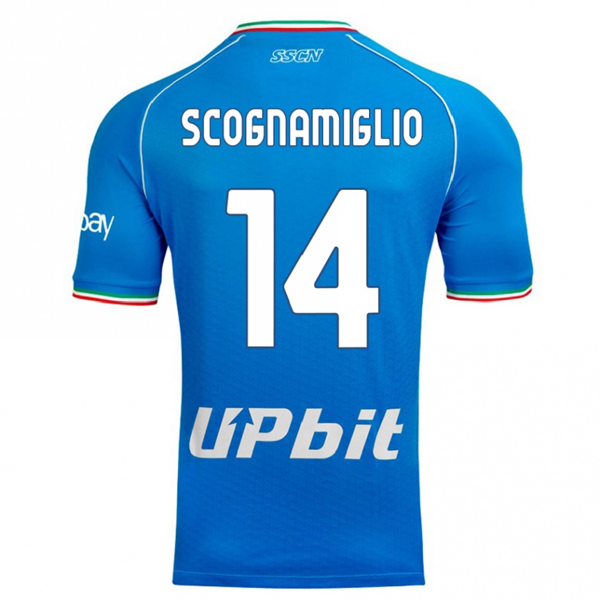 Kids  Fabio Scognamiglio #14 Sky Blue Home Jersey 2023/24 T-Shirt