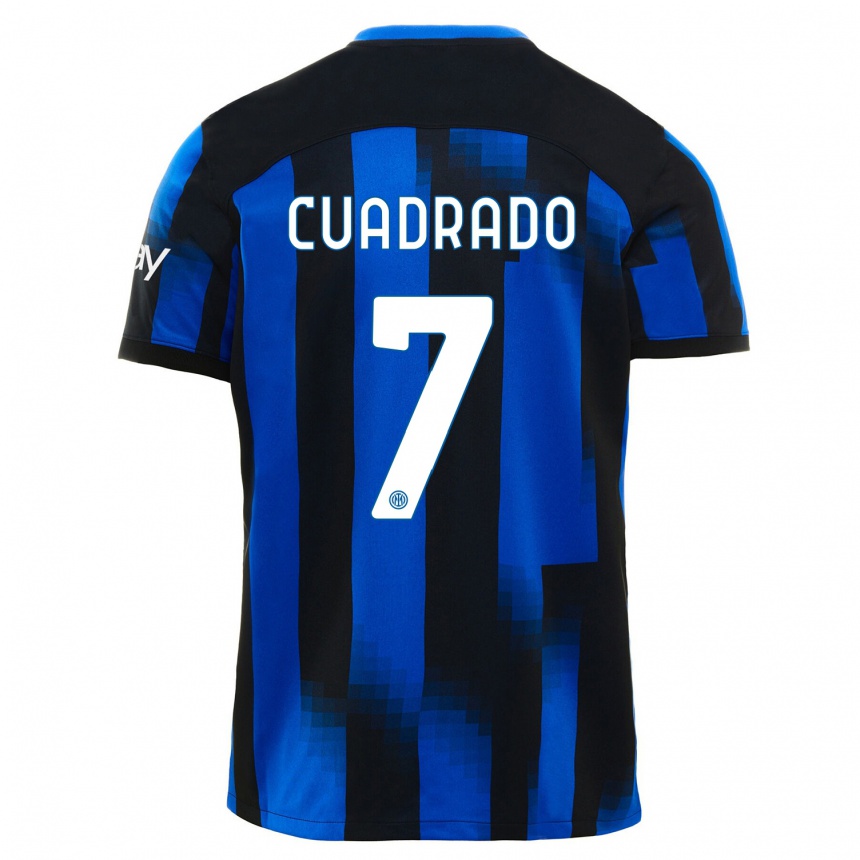 Kids  Juan Cuadrado #7 Black Blue Home Jersey 2023/24 T-Shirt