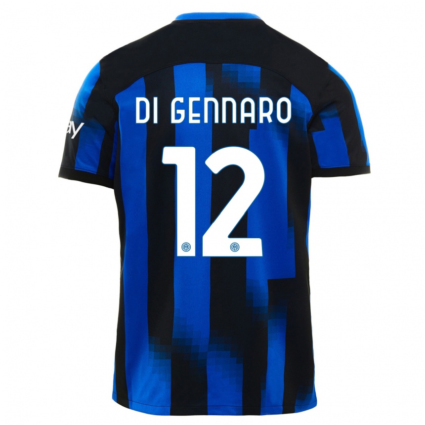 Kids  Raffaele Di Gennaro #12 Black Blue Home Jersey 2023/24 T-Shirt