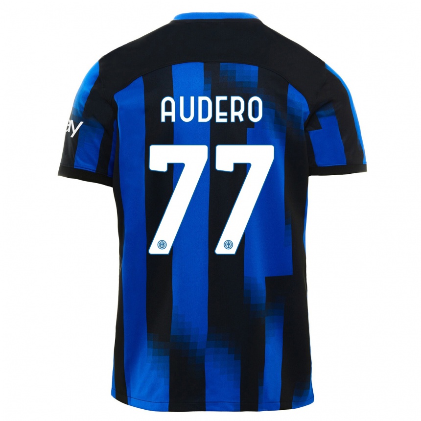 Kids  Emil Audero #77 Black Blue Home Jersey 2023/24 T-Shirt