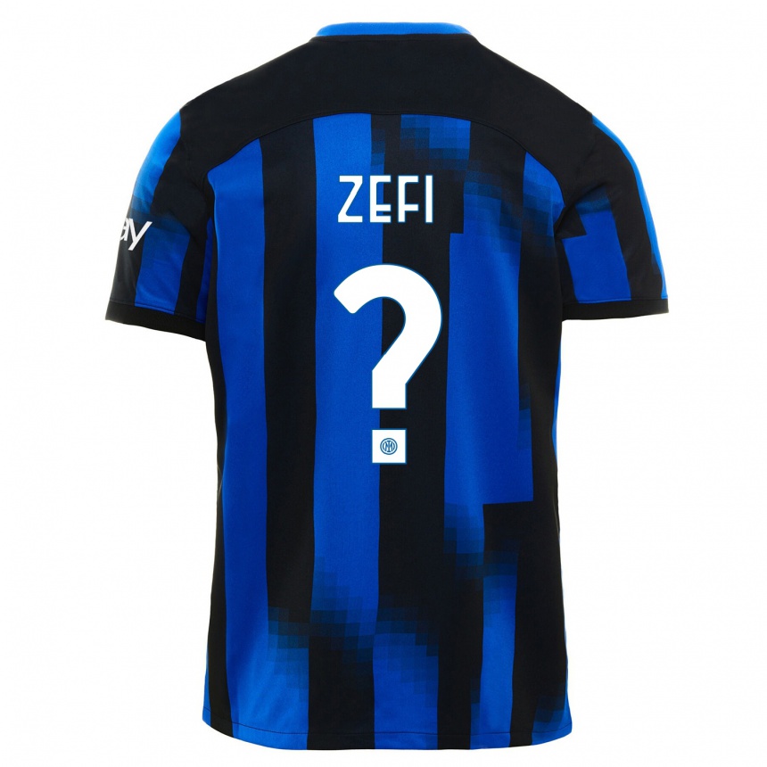 Kids  Kevin Zefi #0 Black Blue Home Jersey 2023/24 T-Shirt