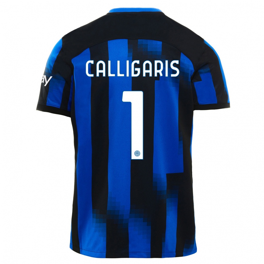 Kids  Alessandro Calligaris #1 Black Blue Home Jersey 2023/24 T-Shirt