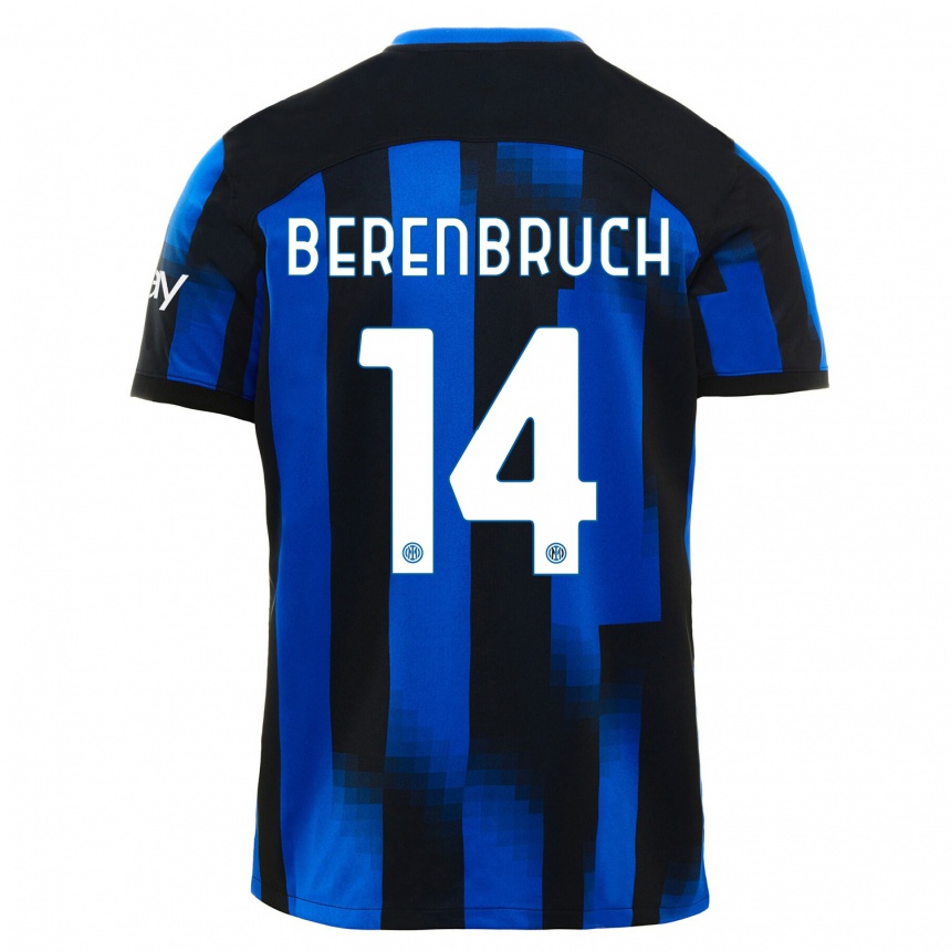 Kids  Thomas Berenbruch #14 Black Blue Home Jersey 2023/24 T-Shirt