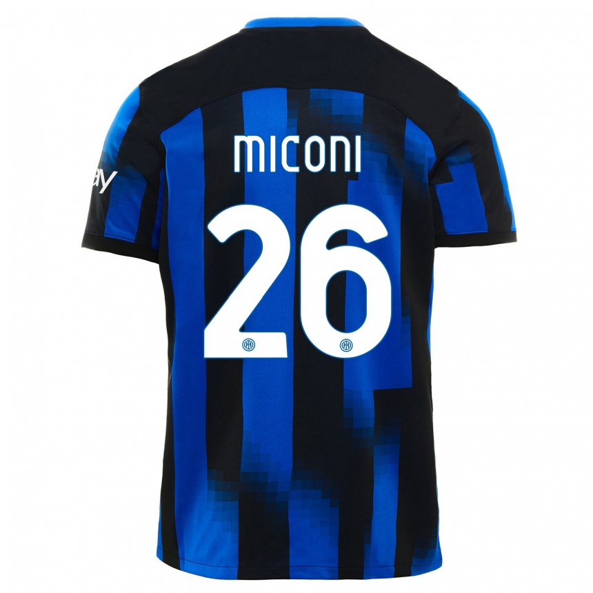 Kids  Riccardo Miconi #26 Black Blue Home Jersey 2023/24 T-Shirt