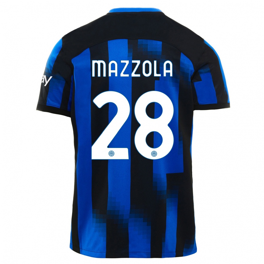 Kids  Giuseppe Mazzola #28 Black Blue Home Jersey 2023/24 T-Shirt