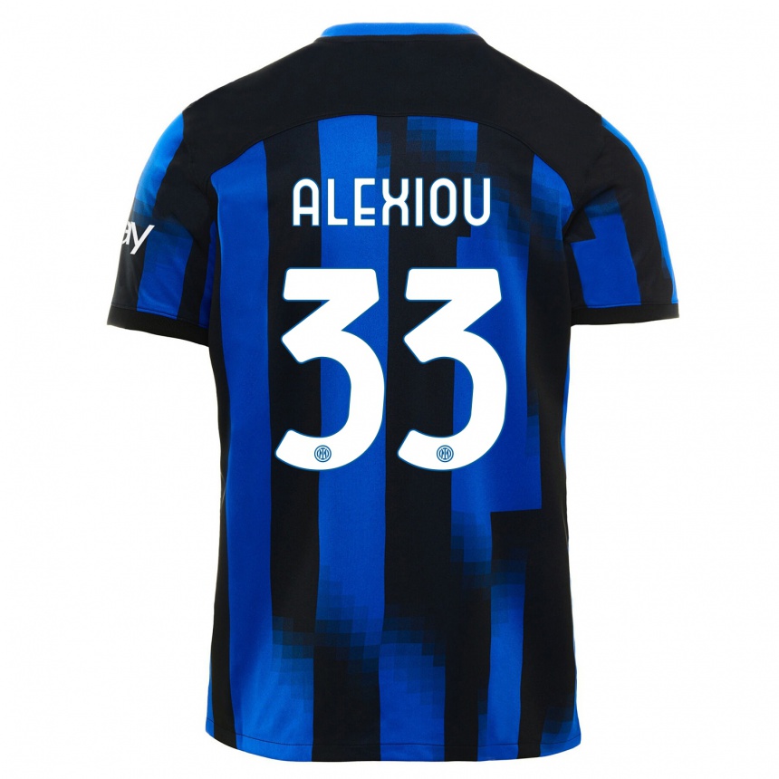 Kids  Christos Alexiou #33 Black Blue Home Jersey 2023/24 T-Shirt