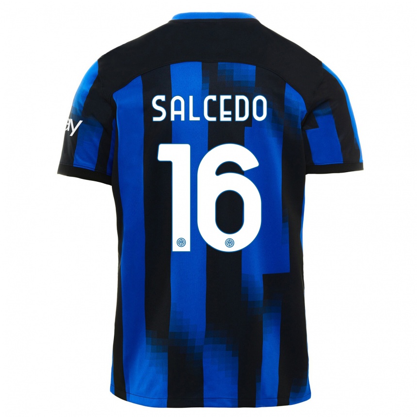 Kids  Eddie Salcedo #16 Black Blue Home Jersey 2023/24 T-Shirt