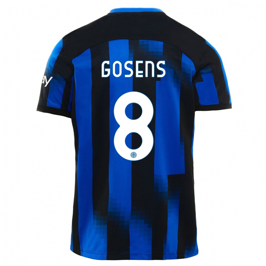 Kids  Robin Gosens #8 Black Blue Home Jersey 2023/24 T-Shirt