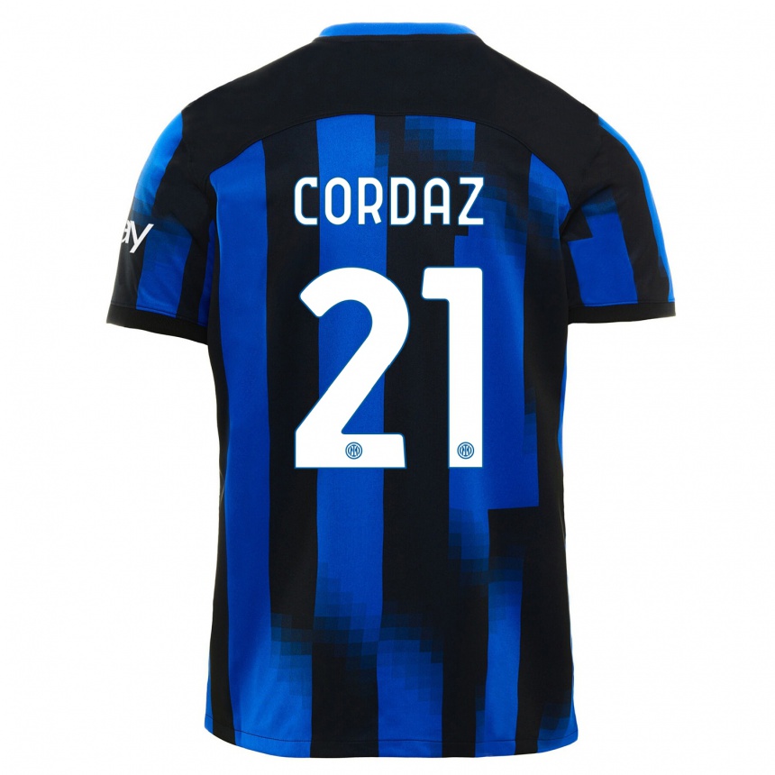 Kids  Alex Cordaz #21 Black Blue Home Jersey 2023/24 T-Shirt