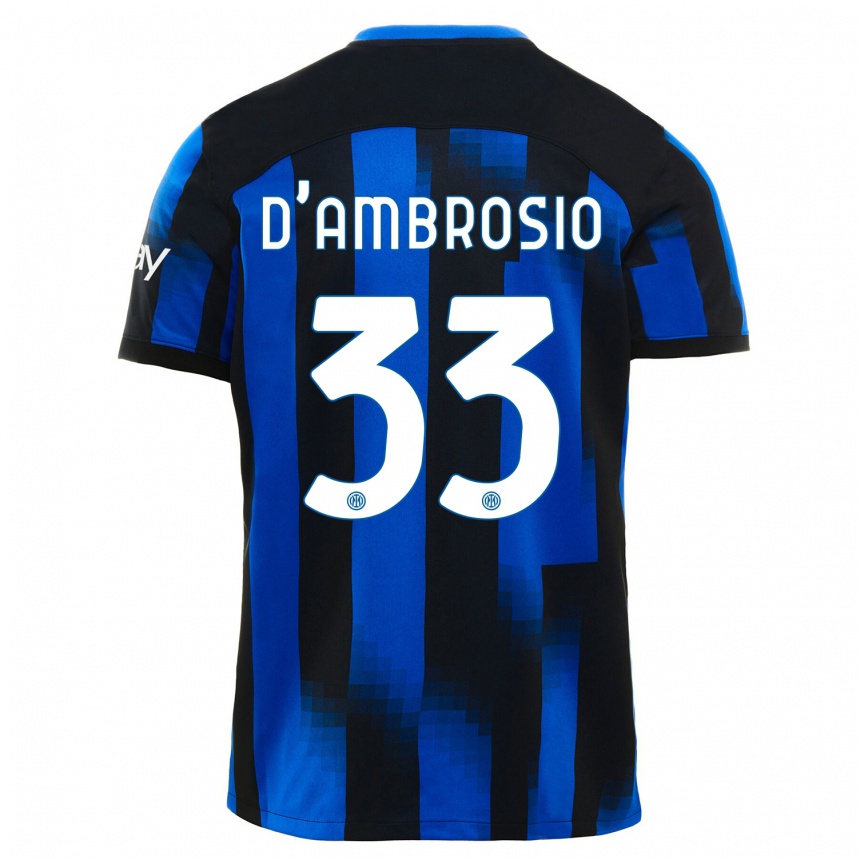 Kids  Danilo D'ambrosio #33 Black Blue Home Jersey 2023/24 T-Shirt