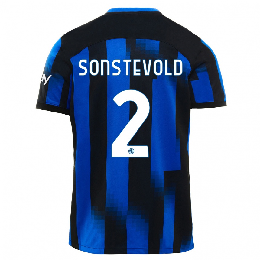 Kids  Anja Sonstevold #2 Black Blue Home Jersey 2023/24 T-Shirt