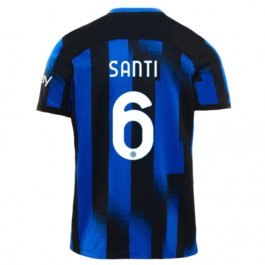 Kids  Irene Santi #6 Black Blue Home Jersey 2023/24 T-Shirt