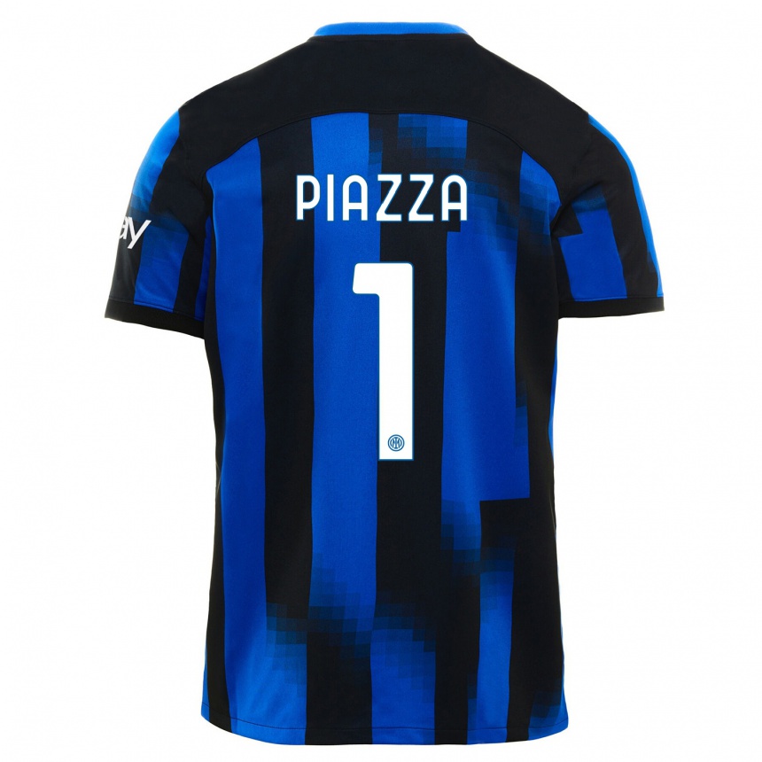 Kids  Alessia Piazza #1 Black Blue Home Jersey 2023/24 T-Shirt