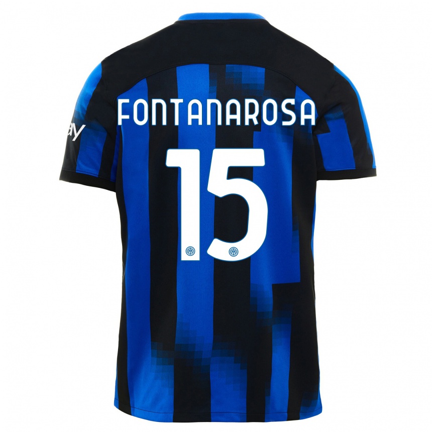 Kids  Alessandro Fontanarosa #15 Black Blue Home Jersey 2023/24 T-Shirt