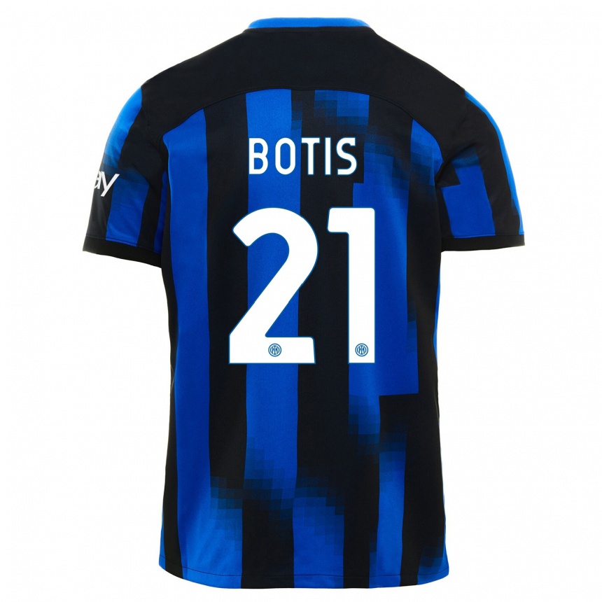 Kids  Nikolaos Botis #21 Black Blue Home Jersey 2023/24 T-Shirt