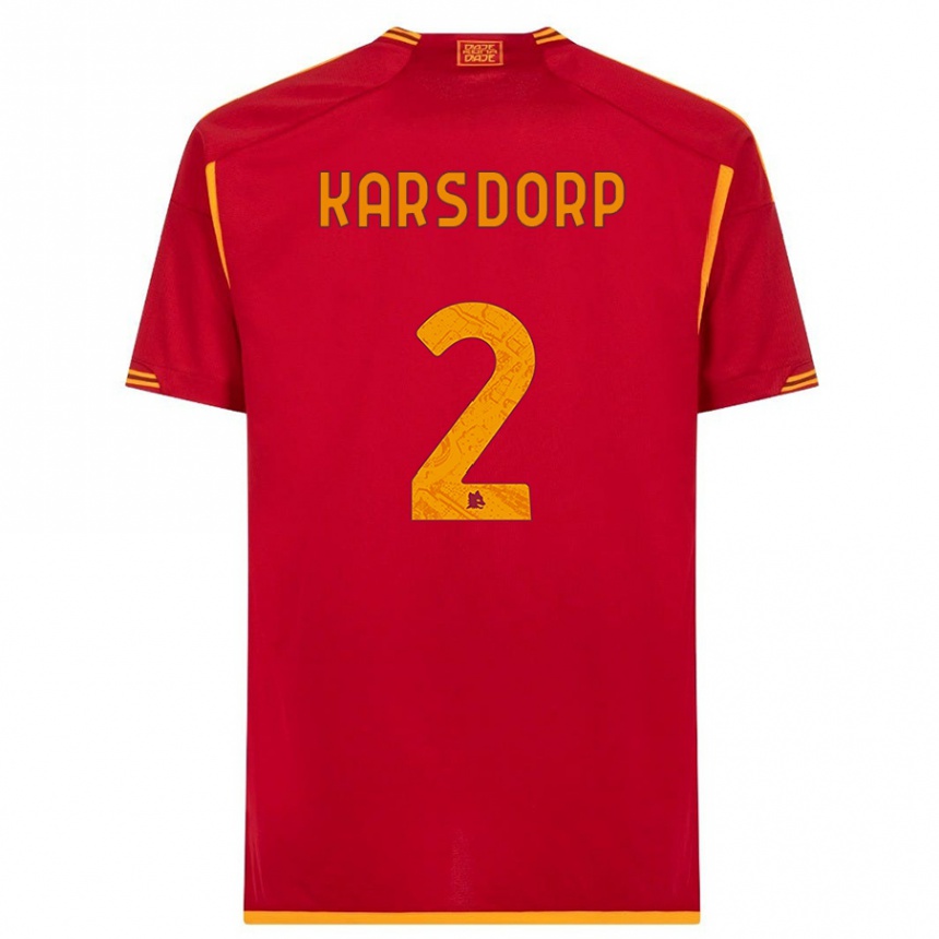 Kids  Rick Karsdorp #2 Red Home Jersey 2023/24 T-Shirt