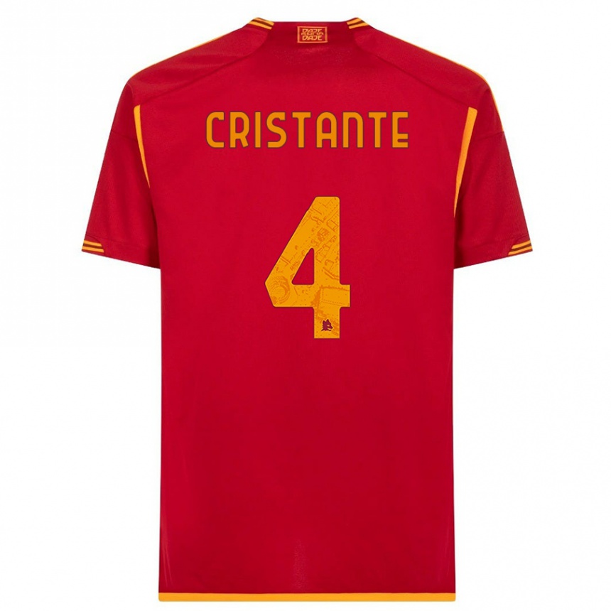 Kids  Bryan Cristante #4 Red Home Jersey 2023/24 T-Shirt